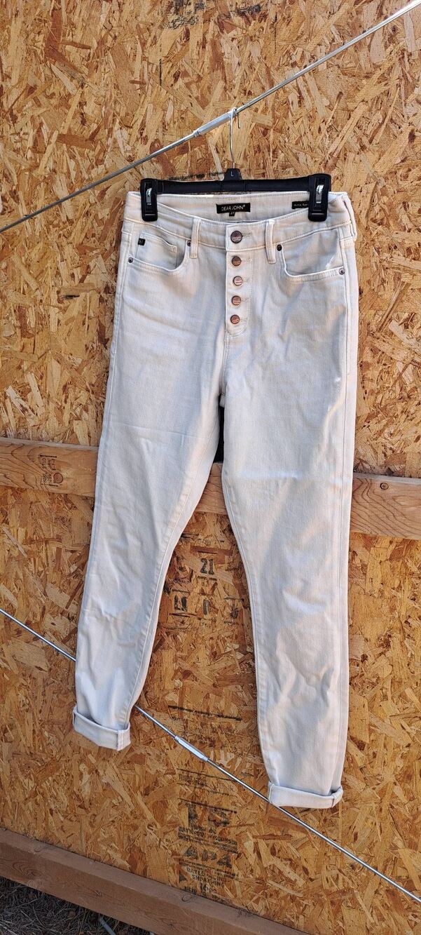 Dear John Olivia Jeans Size 27 Vanilla Ice Super High Rise Skinny Button Fly - Picture 2 of 8